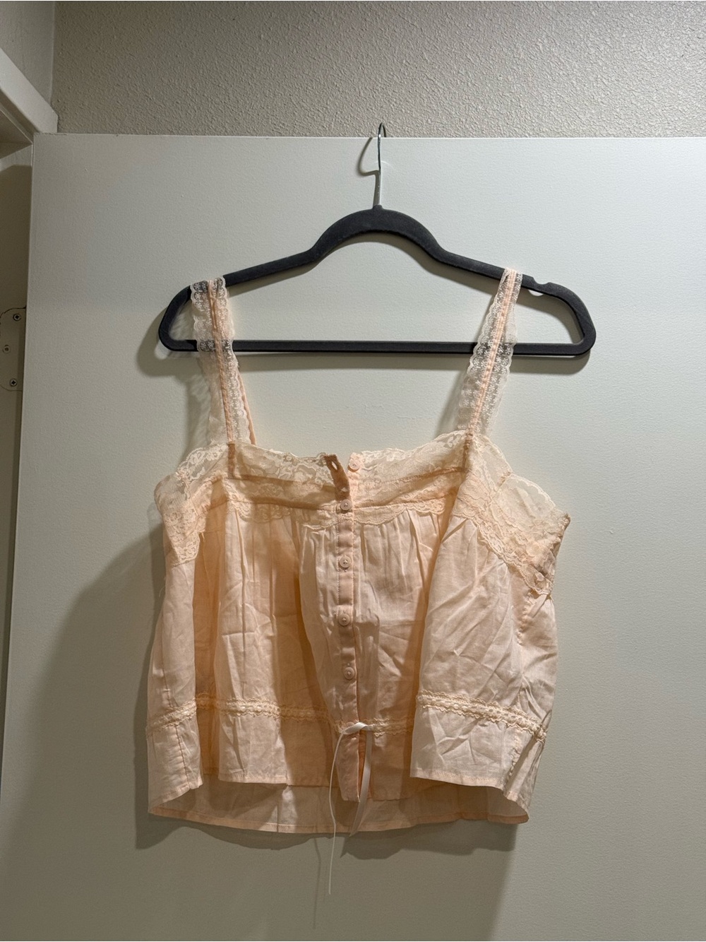 Abercrombie & Fitch Peach Lace-Trim Button Front Camisole